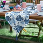 - UcgenRunner-3373-Gorsel - Realhomes  Realhomes Mavi Amazon Yaprakları Özel Tasarımlı Dekoratif Özel Tasarım Püsküllü Şönil Üçgen Runner Realhomes