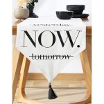 - UcgenRunner-3387-Gorsel-1 - Realhomes  Yesterday Tomorrow NOW Yazılı Dijital >Baskılı Püsküllü Şönil Üçgen Runner Realhomes