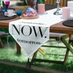 - UcgenRunner-3387-Gorsel - Realhomes  Yesterday Tomorrow NOW Yazılı Dijital >Baskılı Püsküllü Şönil Üçgen Runner Realhomes