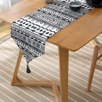 - UcgenRunner-3395-Gorsel-2 - Realhomes Realhomes Siyah Beyaz Dekoratif African Motifli Modern Özel Tasarım Püsküllü Şönil Üçgen Runner Realhomes