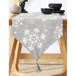 - UcgenRunner-3563-Gorsel-1 - Realhomes  Realhomes Gri Zeminli Kar Taneleri Temalı Modern Tasarım Dekoratif Özel Tasarım Püsküllü Şönil Üçgen Runner Realhomes