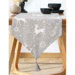 - UcgenRunner-3564-Gorsel-1 - Realhomes Realhomes Gri Zeminli Geyikler ve Kar Taneleri Tasarımlı Dijital Baskılı Özel Tasarım Püsküllü Şönil Üçgen Runner Realhomes