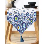 - UcgenRunner-3717-Gorsel-1 - Realhomes  Realhomes Nazar Boncuğu Motifli Dijital Baskılı Modern Püsküllü Şönil Üçgen Runner Realhomes