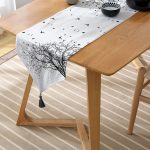 - UcgenRunner-5227-Gorsel-2 - Realhomes  Ağaç Dalı Kuş Tasarımlı Dijital Baskılı Püsküllü Şönil Üçgen Runner Realhomes