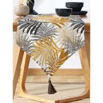 Renkli Yapraklar Üzerinde Nokta Tasarımlı Püsküllü Şönil Üçgen Runner Realhomes