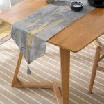 - UcgenRunner-7193-Gorsel-2 - Realhomes  Realhomes Antrasit Zemin Üzerinde Gold Detaylı Çizim Desenli Dijital Baskılı Özel Tasarım Püsküllü Şönil Üçgen Runner Realhomes