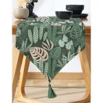 Realhomes Siyah Zemin Üzerinde Rengarenk Çiçek Desenli Dijital Baskılı Özel Tasarım Püsküllü Şönil Üçgen Runner Realhomes