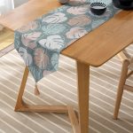 Realhomes Renkli Zeminli Yaprak Desenli Dijital Baskılı Özel Tasarım Püsküllü Şönil Üçgen Runner Realhomes