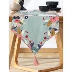 Realhomes Rengarenk Zeminli Rengarenk Çiçek Desenli Dijital Baskılı Özel Tasarım Püsküllü Şönil Üçgen Runner Realhomes