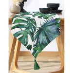 - UcgenRunner-835-Gorsel-1 - Realhomes Yaprak Desen Dijital Baskılı Püsküllü Şönil Üçgen Runner Realhomes