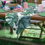 - UcgenRunner-835-Gorsel - Realhomes Yaprak Desen Dijital Baskılı Püsküllü Şönil Üçgen Runner Realhomes