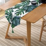 - UcgenRunner-835-Gorsel-2 - Realhomes Yaprak Desen Dijital Baskılı Püsküllü Şönil Üçgen Runner Realhomes