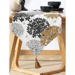 Realhomes Beyaz Zemin Üzerinde Rengarenk Çiçek Desenli Dijital Baskılı Özel Tasarım Püsküllü Şönil Üçgen Runner Realhomes