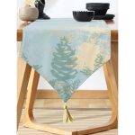 Realhomes Renkli Zemin Üzerinde Gold Detaylı Mermer Desenli Dijital Baskılı Özel Tasarım Püsküllü Şönil Üçgen Runner Realhomes