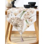 - UcgenRunner-8585-Gorsel-1 - Realhomes Realhomes Beyaz Zemin Üzerinde Çiçek Desenli Dijital Baskılı Özel Tasarım Püsküllü Şönil Üçgen Runner Realhomes