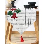 - UcgenRunner-8612-Gorsel-1 - Realhomes  Realhomes Beyaz Zemin Üzerinde Ekose Desenli Çan Desenli Dijital Baskılı Özel Tasarım Püsküllü Şönil Üçgen Runner Realhomes