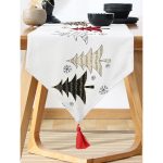 - UcgenRunner-8621-Gorsel-1 - Realhomes Realhomes Beyaz Zemin Üzerinde Ekoseli Çamağacı Desenli Dijital Baskılı Özel Tasarım Püsküllü Şönil Üçgen Runner Realhomes