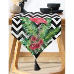 - UcgenRunner-cokzigfla-Gorsel-1 - Realhomes RealHomes Zigzag Flamingo Tasarımlı Dijital Baskılı Dekoratif Püsküllü Şönil Üçgen Runner Realhomes