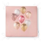 Pembe Zeminli Balonlar Desenli Fermuarlı Sandalye Minderi Realhomes