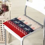 Kanaviçe Desende Christmas Teması Dijital Baskılı Fermuarlı Sandalye Minderi Realhomes