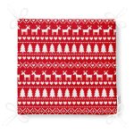 Kırmızı Zeminde Yılbaşı Motifleri Dijital Baskılı Fermuarlı Sandalye Minderi Realhomes