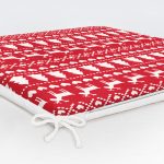 Kırmızı Zeminde Yılbaşı Motifleri Dijital Baskılı Fermuarlı Sandalye Minderi Realhomes