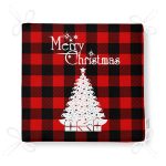 Siyah Kırmızı Ekose Desenli Yılbaşı Temalı Dekoratif Fermuarlı Sandalye Minderi Realhomes