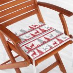 Geyik ve Çam Ağaçları Baskılı Dekoratif Fermuarlı Sandalye Minderi Realhomes