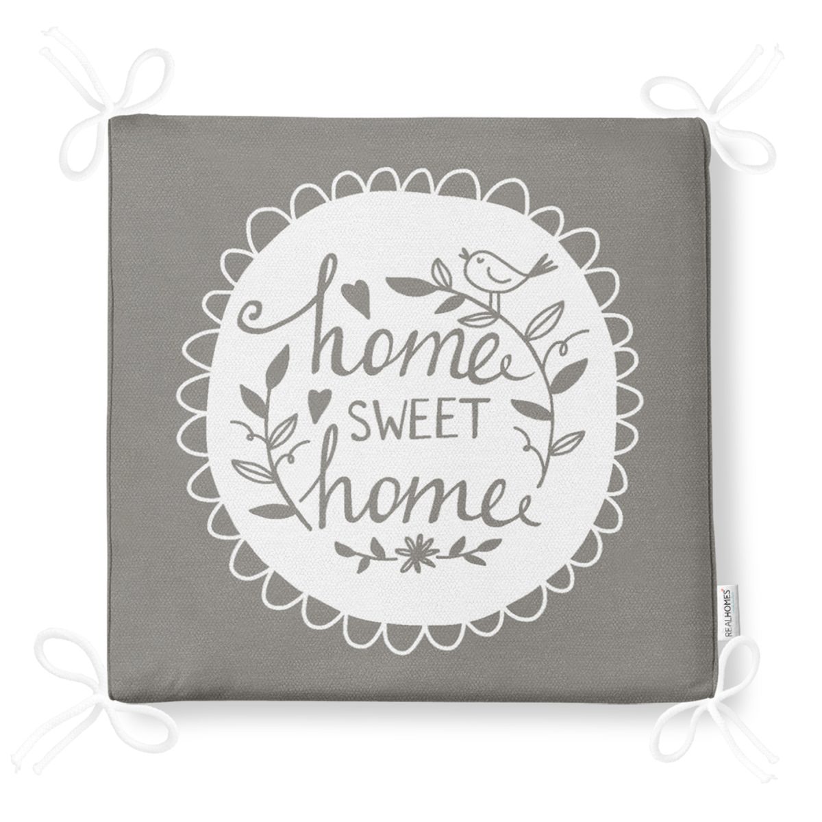 Home Sweet Home Dekorati Kare Sandalye Minderi 40x40cm Fermuarlı Realhomes