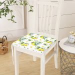 Beyaz Zeminde Limon Desenli 3D Dekoratif Fermuarlı Sandalye Minderi Realhomes