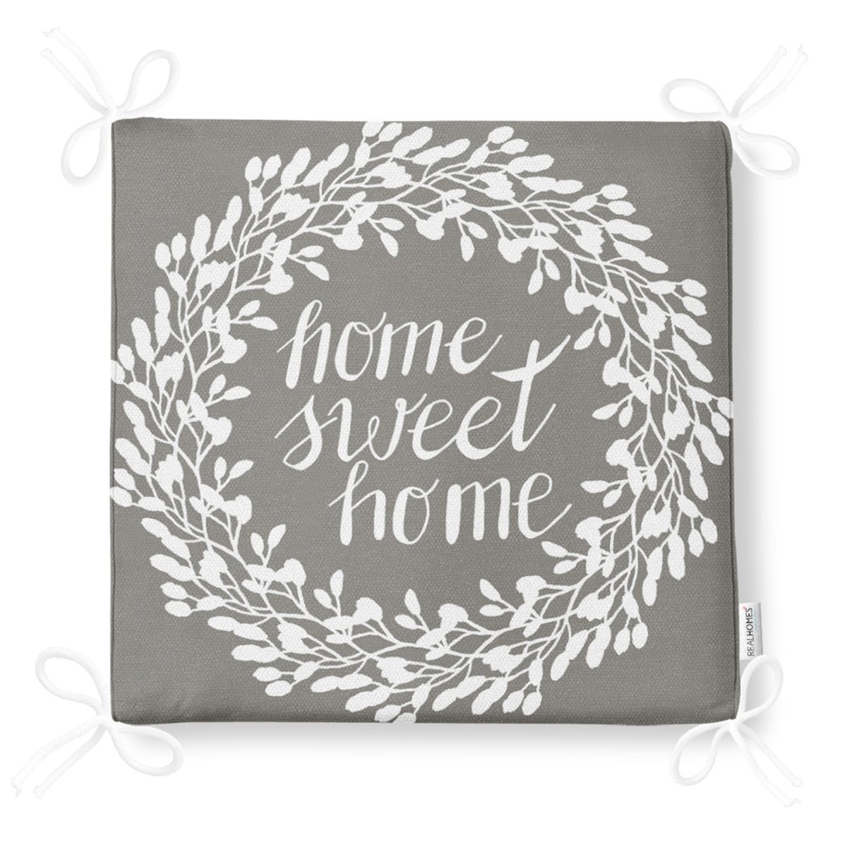 Home Sweet Home Dekorati Kare Sandalye Minderi 40x40cm Fermuarlı Realhomes