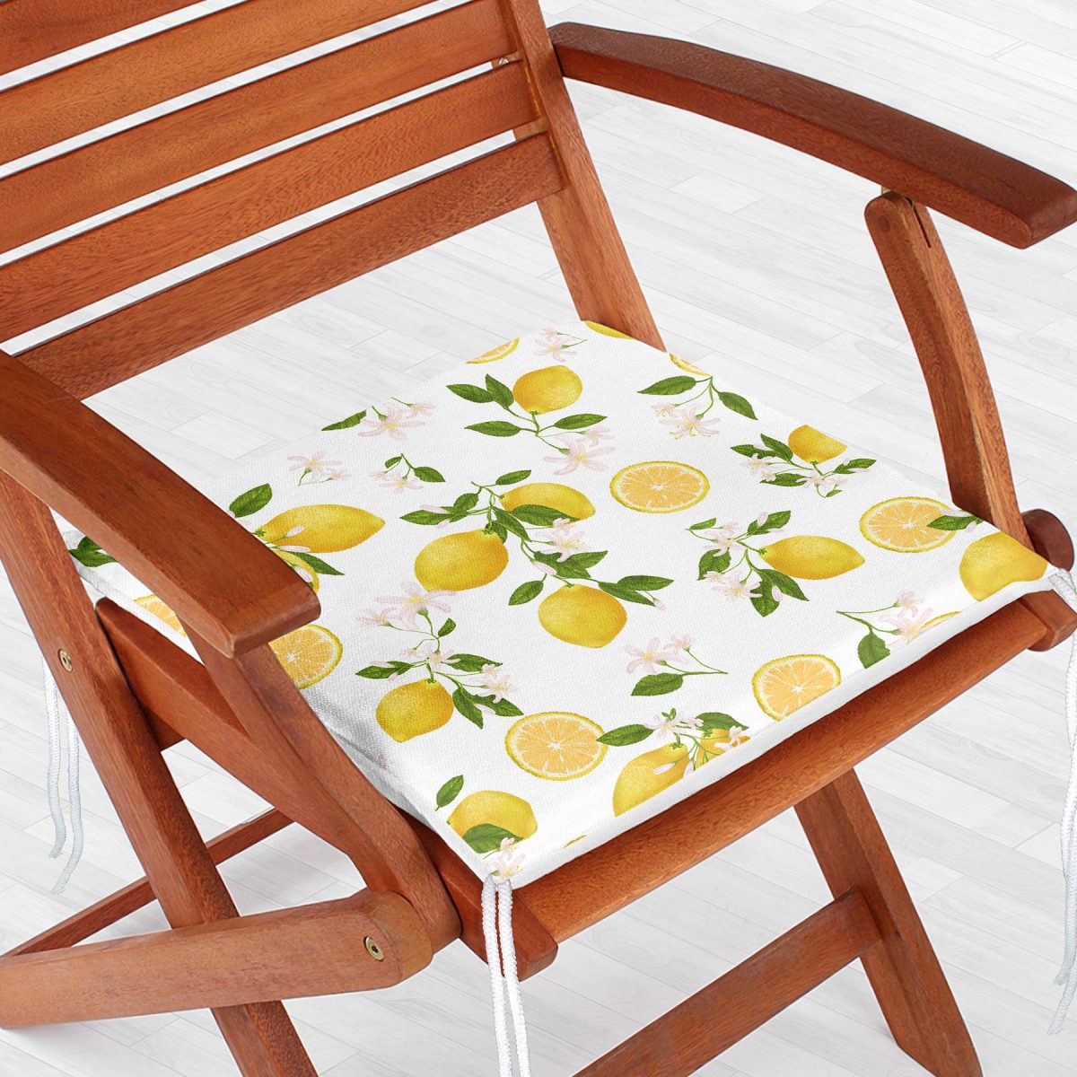 Limon Desenli İlkbahar Renkleri Dijital Baksılı Fermuarlı Sandalye Minderi Realhomes