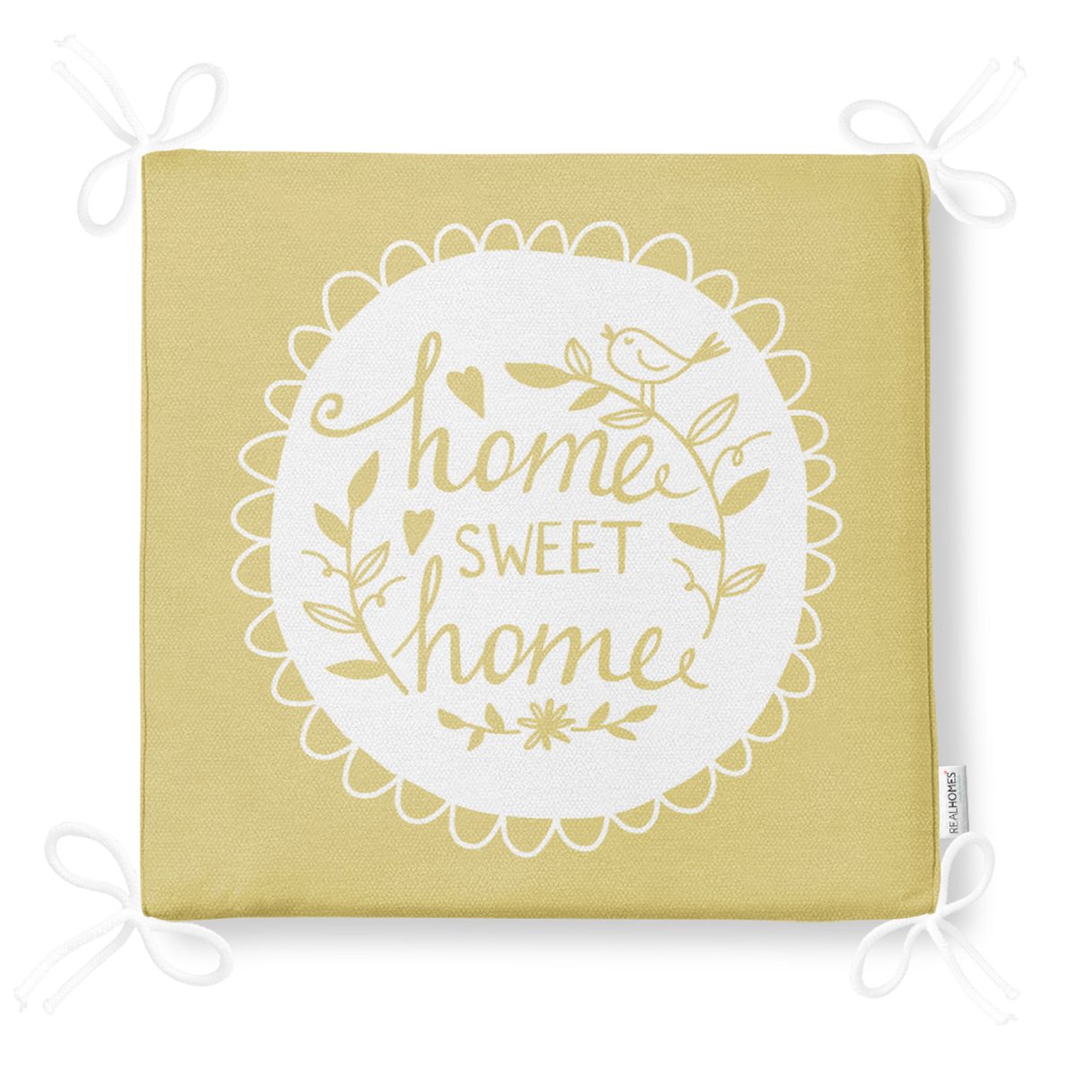 Home Sweet Home Desenli Dekorati Kare Sandalye Minderi Realhomes