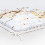 Beyaz Mermer Desenli Dijital Baskılı Fermuarlı Sandalye Minderi Realhomes