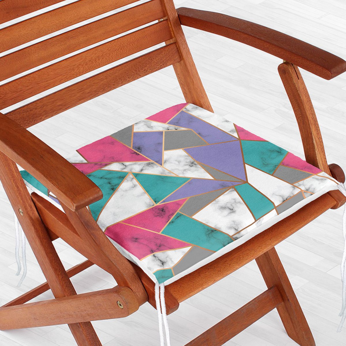 Geometrik Şekilli Mermer Baskılı Modern Fermuarlı Sandalye Minderi Realhomes