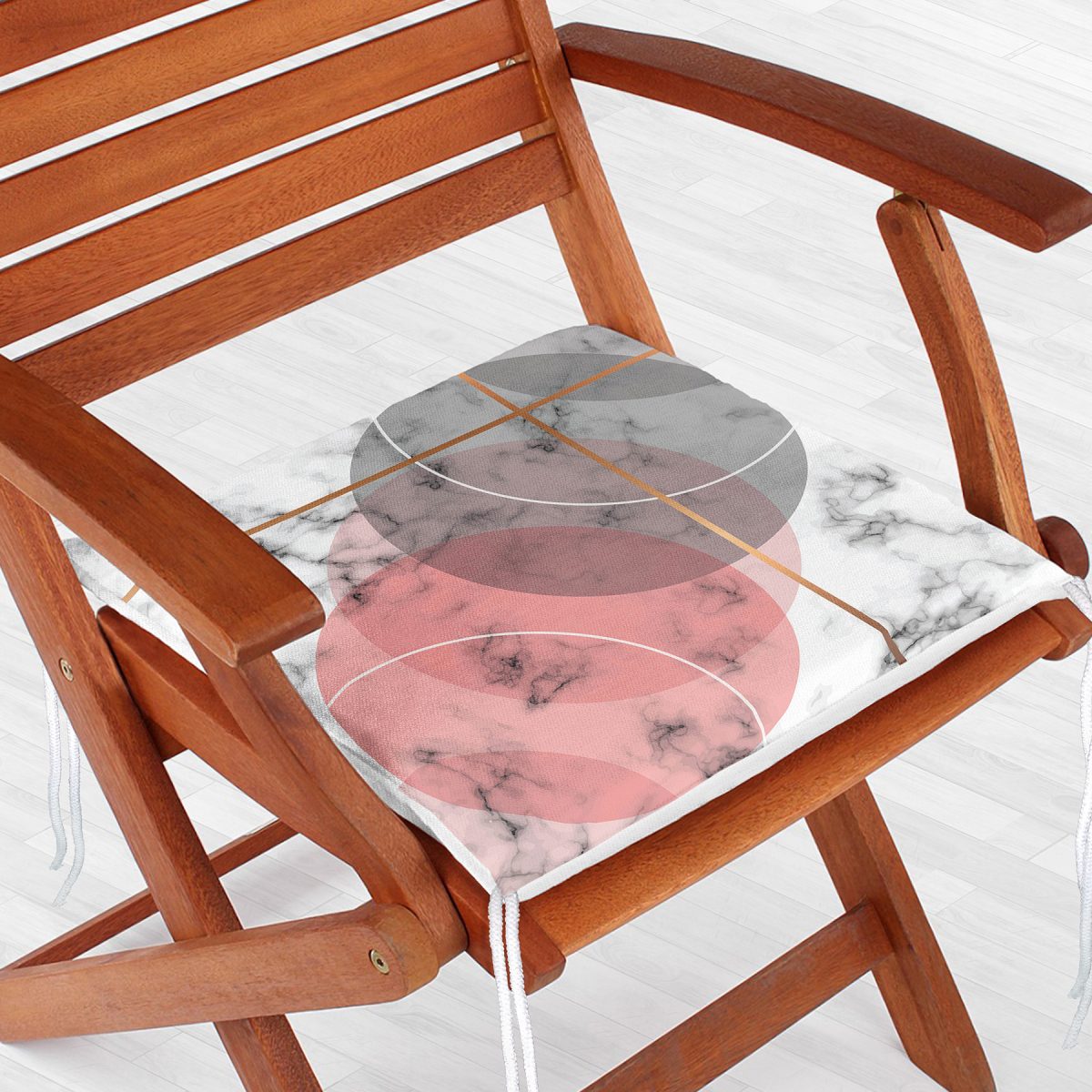Geometrik Mermer Desenli Dijital Baskılı Fermuarlı Sandalye Minderi Realhomes