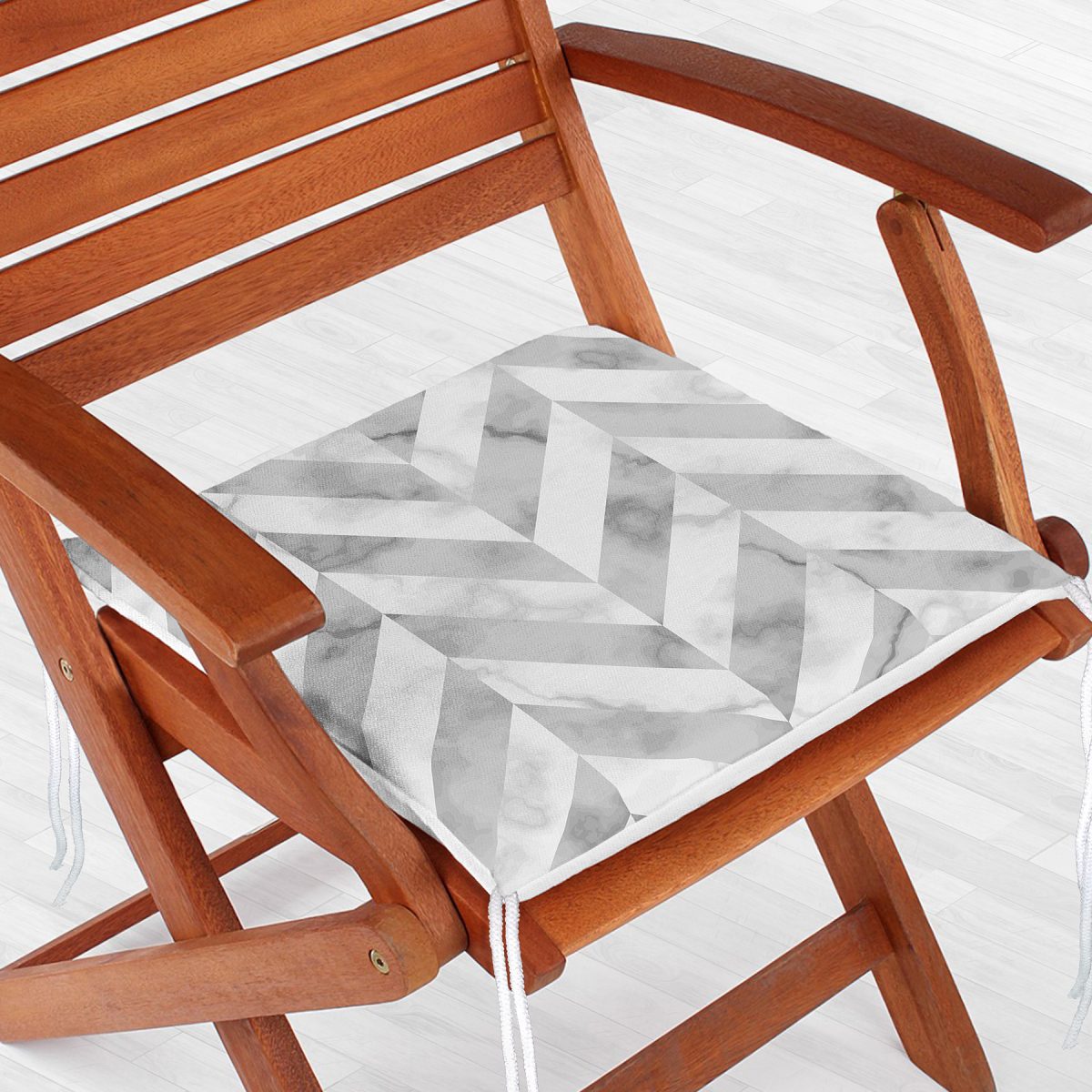 Geometrik Desenli Mermer Zeminli Modern Fermuarlı Sandalye Minderi Realhomes