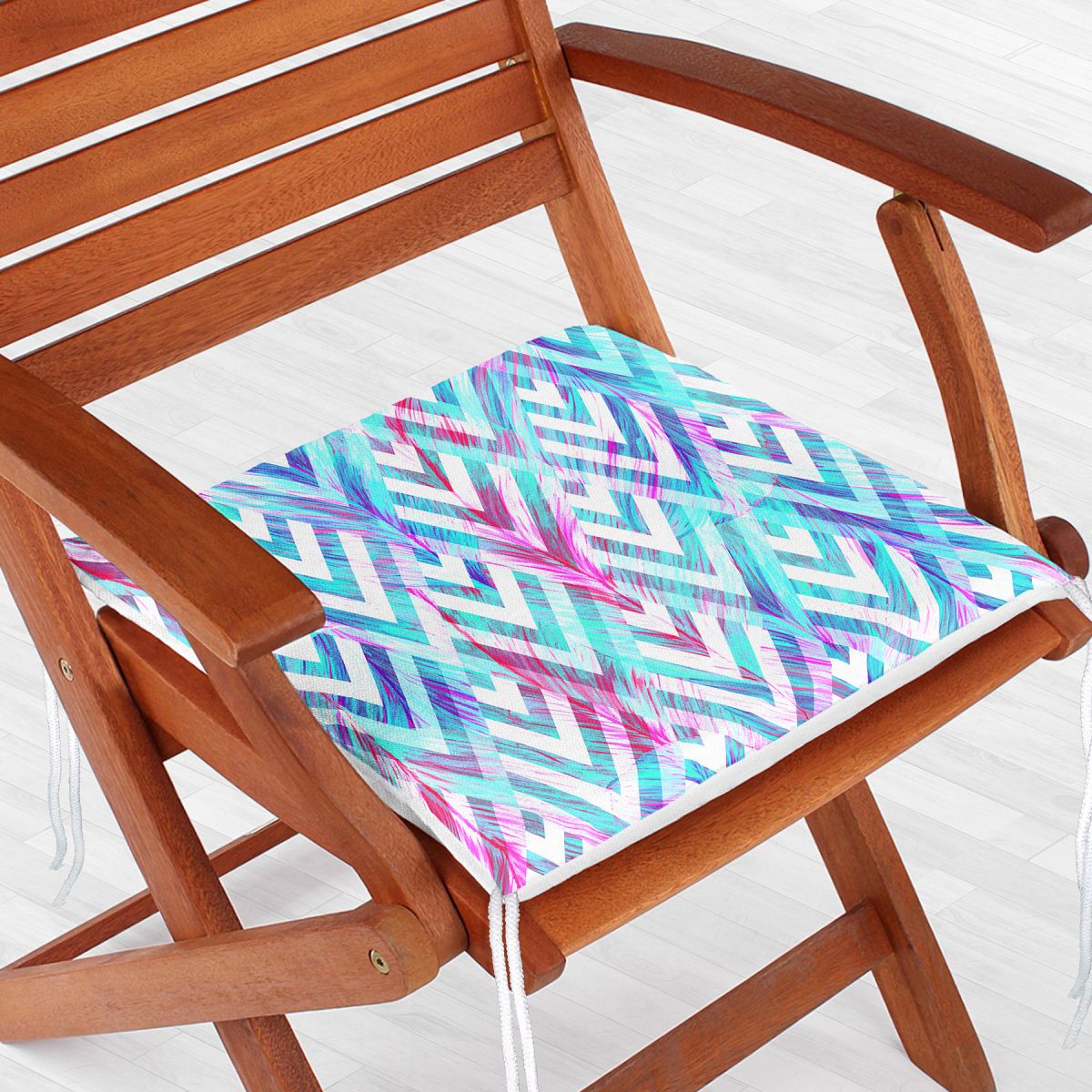 Geometrik Zeminde Tüy Desenli Modern Fermuarlı Sandalye Minderi Realhomes