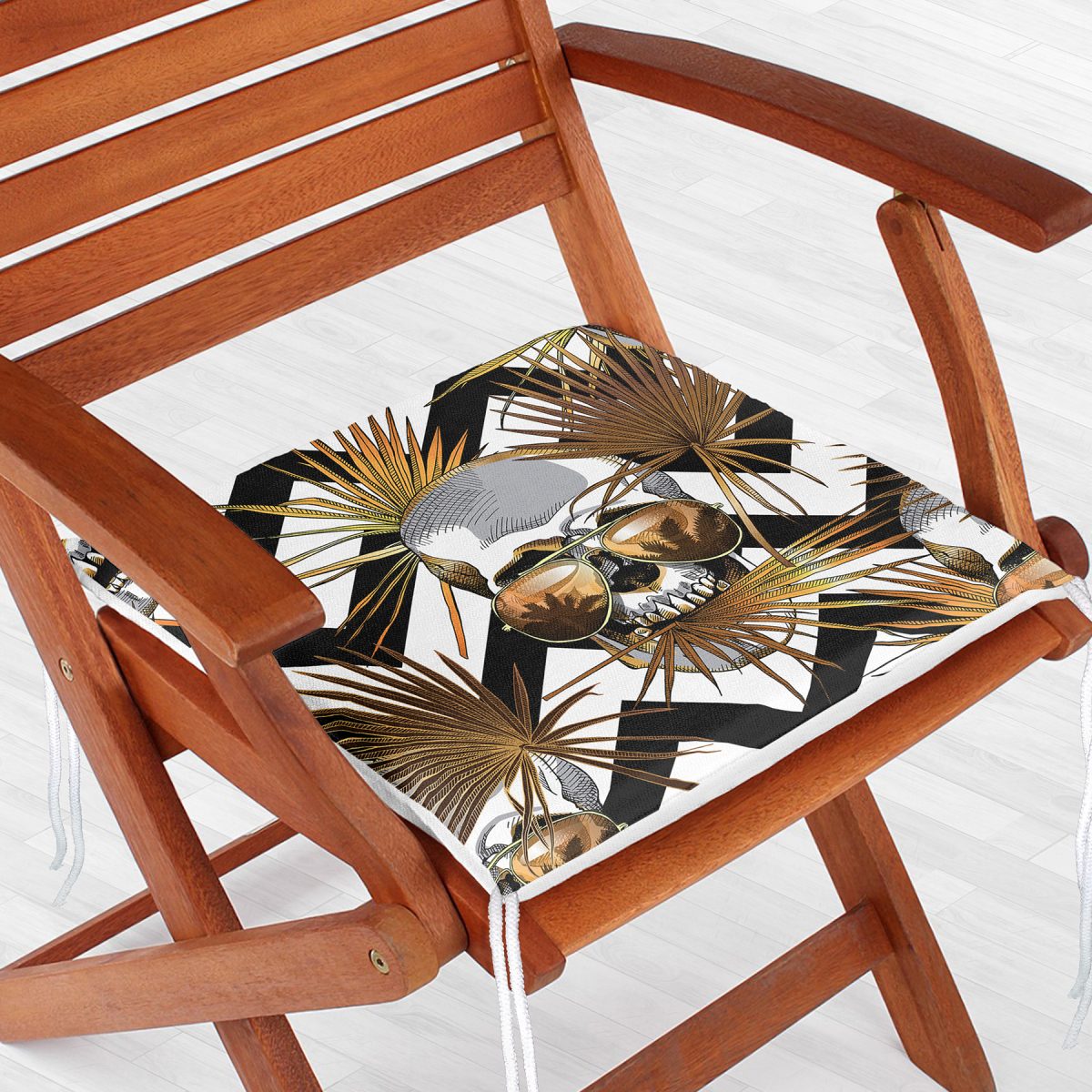 Kurukafa Desenli Geometrik Fermuarlı Sandalye Minderi Realhomes