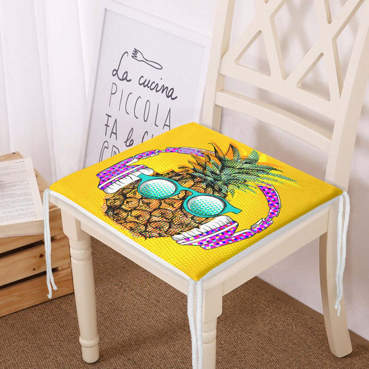 Summer Ananas Tasarımlı Dekoratif Fermuarlı Sandalye Minderi Realhomes