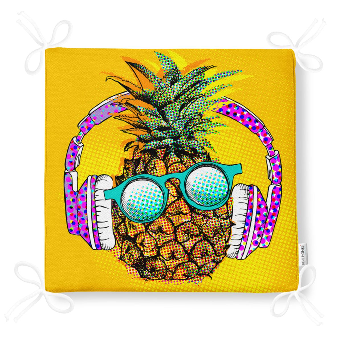 Summer Ananas Tasarımlı Dekoratif Fermuarlı Sandalye Minderi Realhomes
