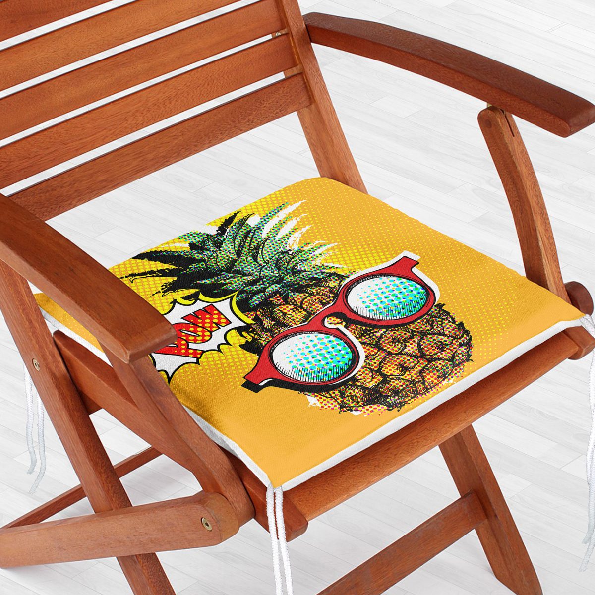 Pop Art Temalı Ananas Özel Tasarım Fermuarlı Sandalye Minderi Realhomes