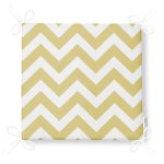 Sarı Zigzag Resemli Dekorati Kare Sandalye Minderi 40x40cm Fermuarlı Realhomes