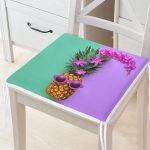 Yeşil ve Mor Ananas Temalı Özel Tasarım Fermuarlı Sandalye Minderi Realhomes