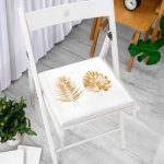 3D Altın Görünümlü Palmiye Yaprakları Modern Fermuarlı Sandalye Minderi Realhomes