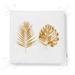 3D Altın Görünümlü Palmiye Yaprakları Modern Fermuarlı Sandalye Minderi Realhomes