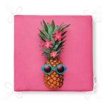 Fuşya Zeminli Ananas Desenli Modern Fermuarlı Sandalye Minderi Realhomes