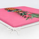 Fuşya Zeminli Ananas Desenli Modern Fermuarlı Sandalye Minderi Realhomes