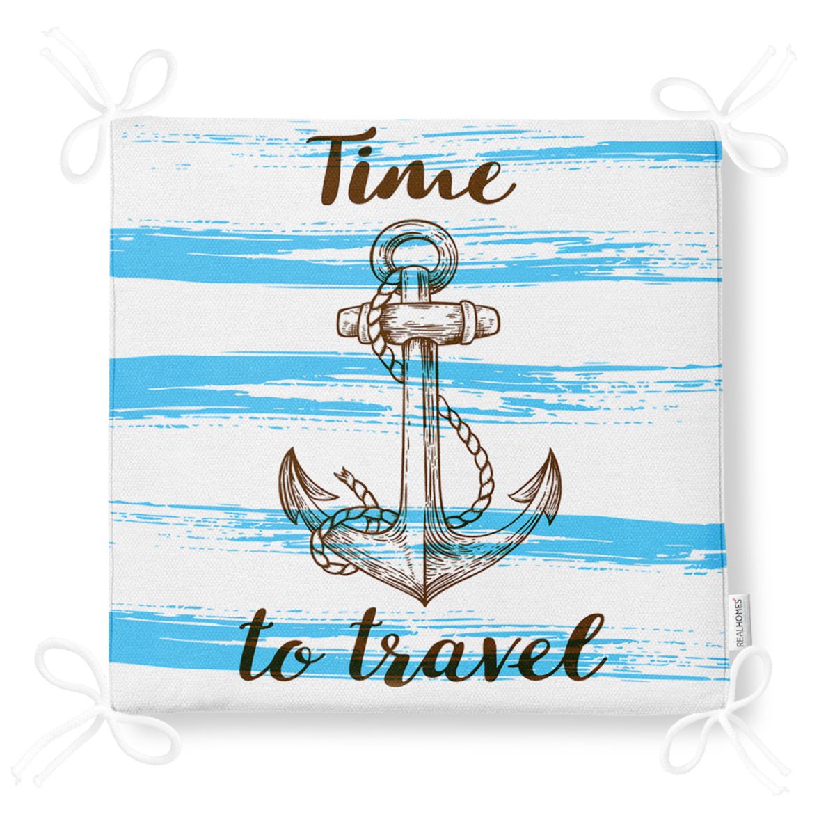 Time to Travel Denizci Desenli Modern Fermuarlı Sandalye Minderi Realhomes