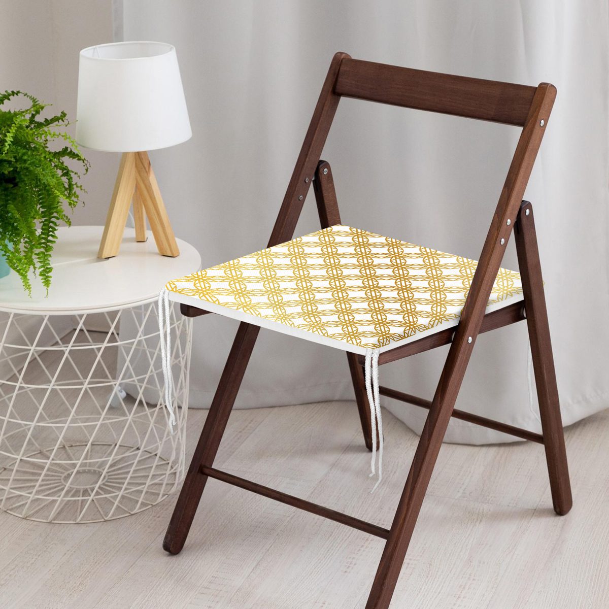 Geometrik Sanat Altın Detaylı Özel Tasarım Modern Fermuarlı Sandalye Minderi Realhomes